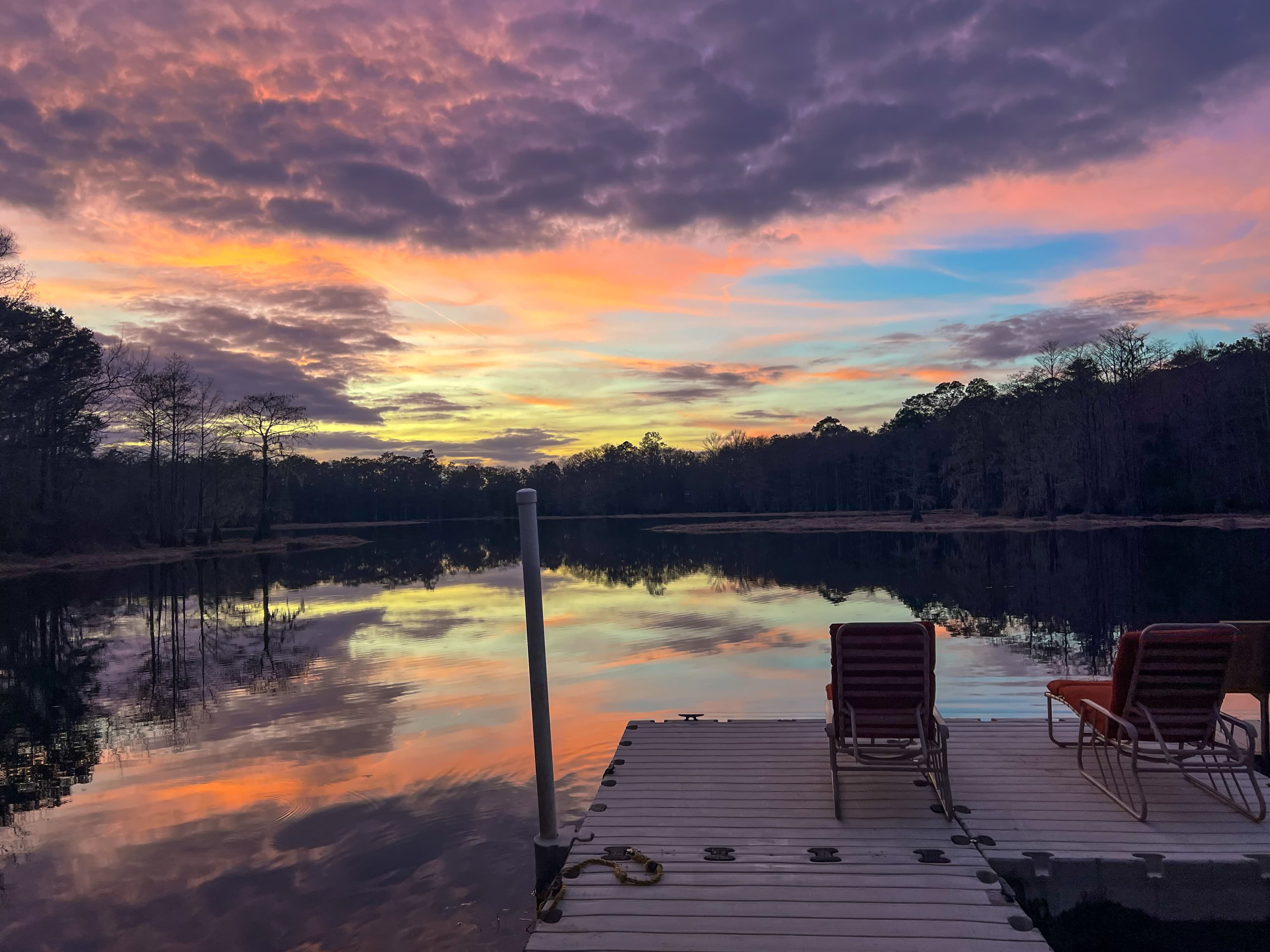 Lake house sunset shot