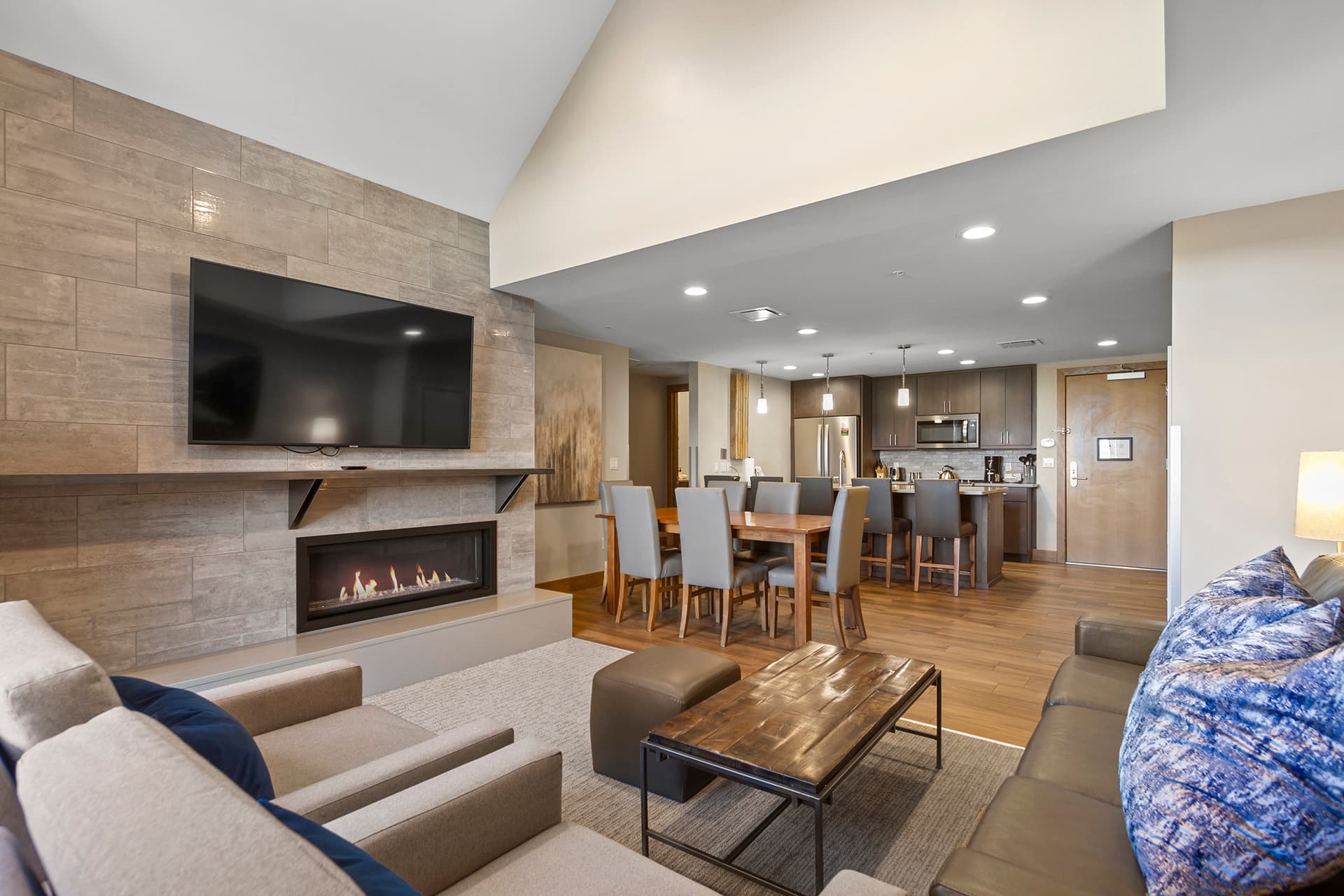 Living room view to dining area
