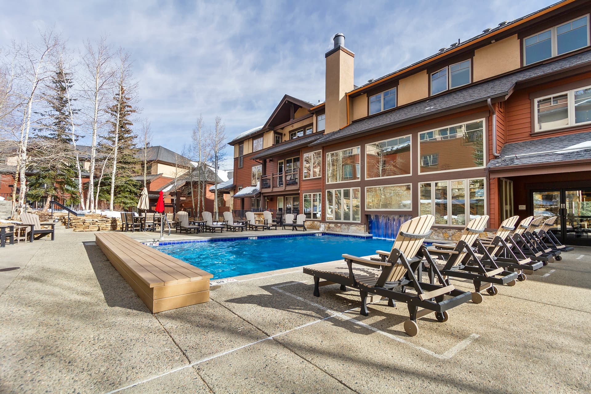 One of the outdoor heated pools
