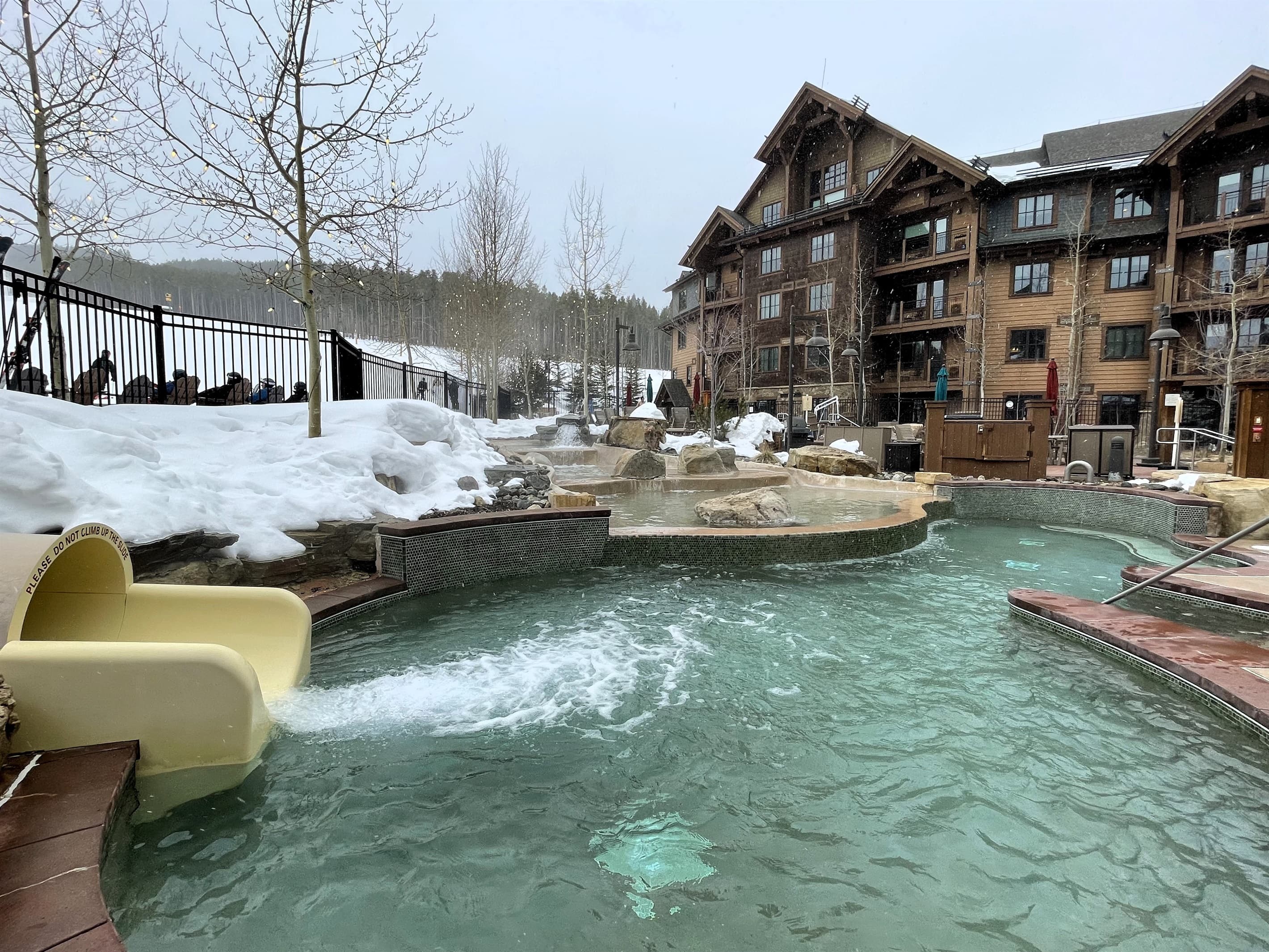 slide at outdoor heated pool
