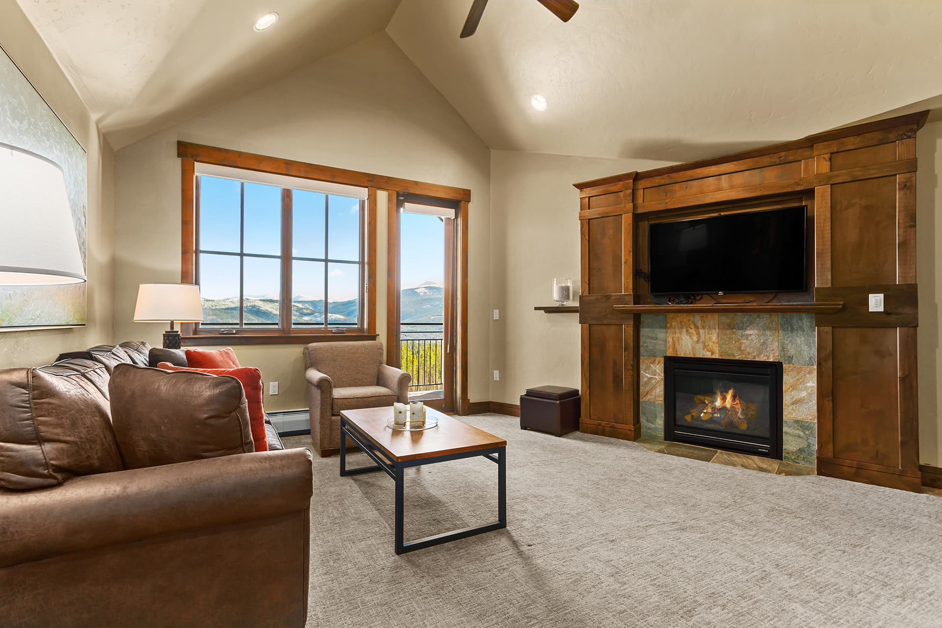 Living room with deck