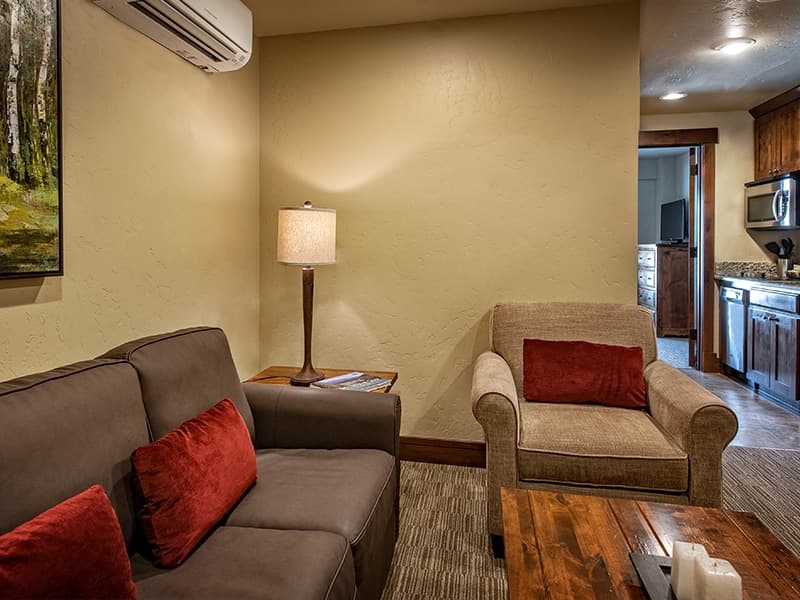 2 lock-off Suites, living room with sofa Sleeper