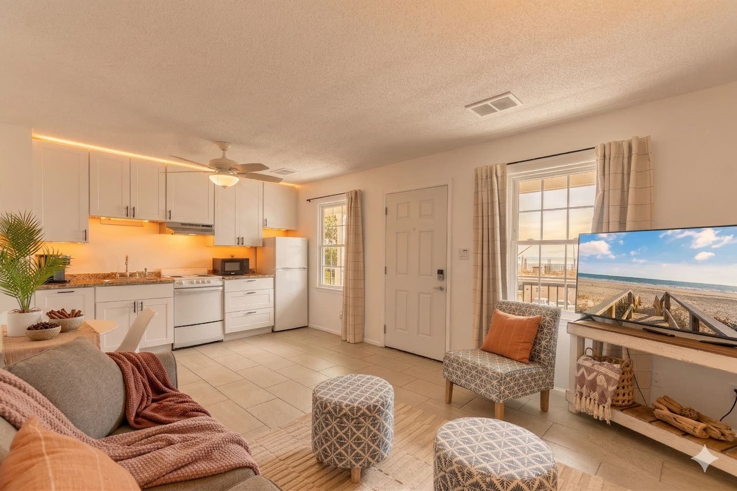 Enjoy an open floor plan concept at this stylish beach condo
*Some items used for the photoshoot only*