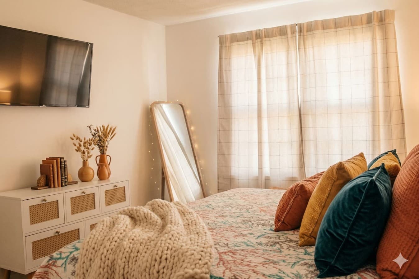A king sized bed and a smart TV to relax
*Some items used for the photoshoot only*