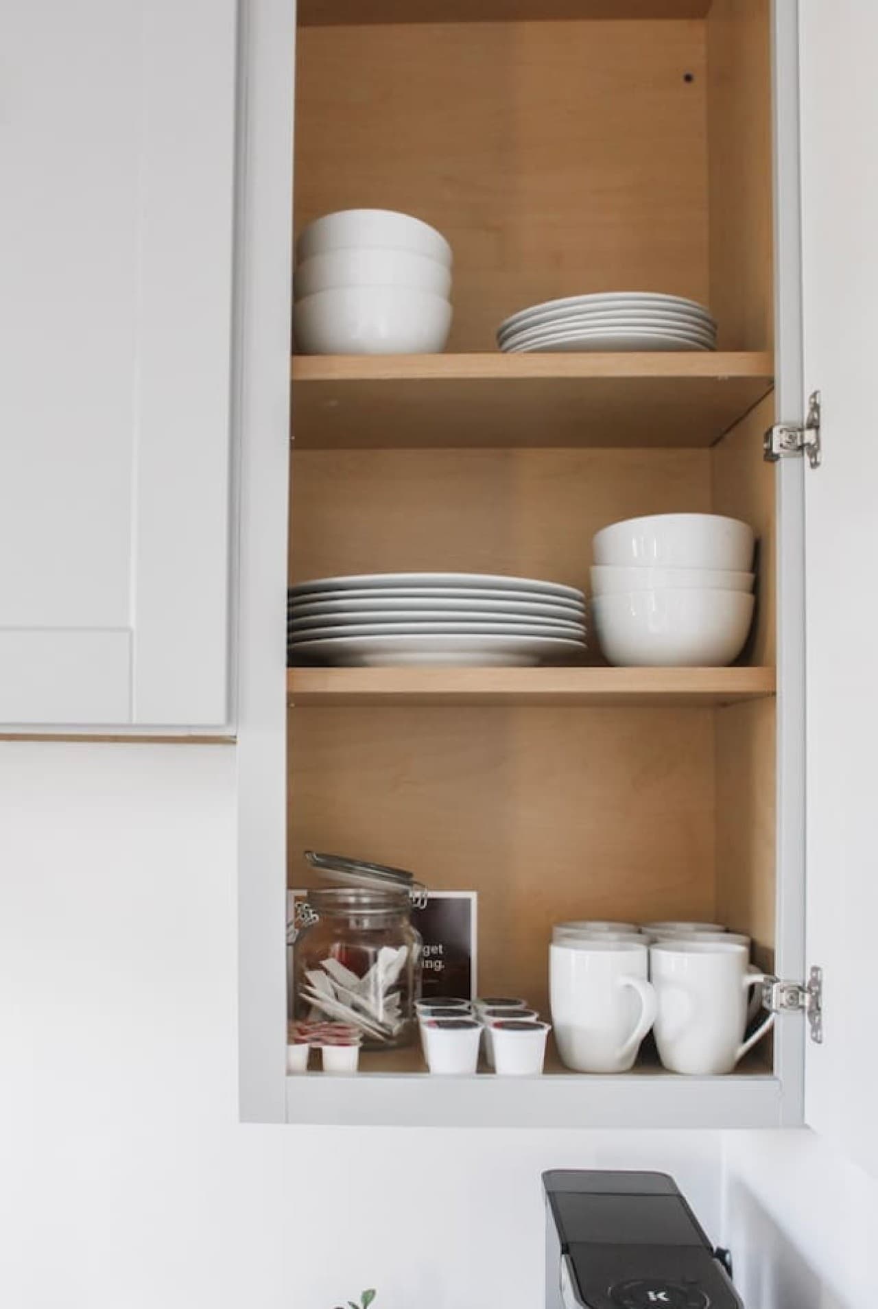 All the kitchen essentials including curated coffee, coffee mugs, cream and sugar