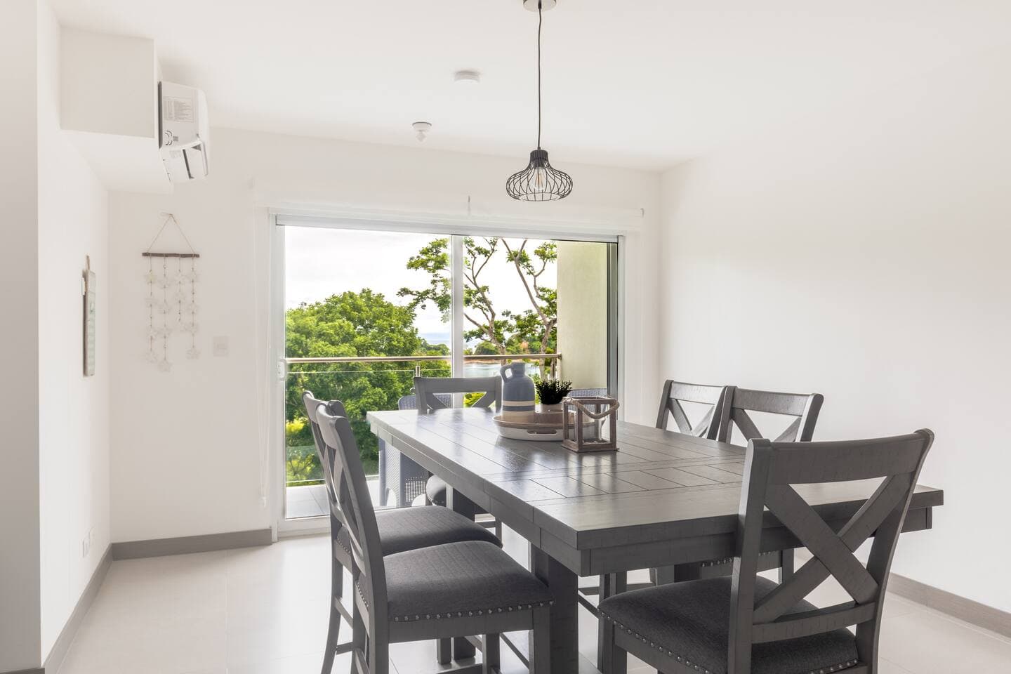 Spacious bar-height dining table with six comfortable chairs, ideal for enjoying meals, drinks, or conversation. You can make it your office, ethernet connection.