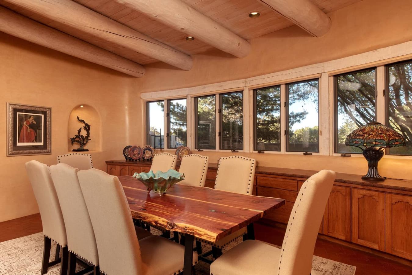 Turquoise inlaid Live-Edge Dining Table