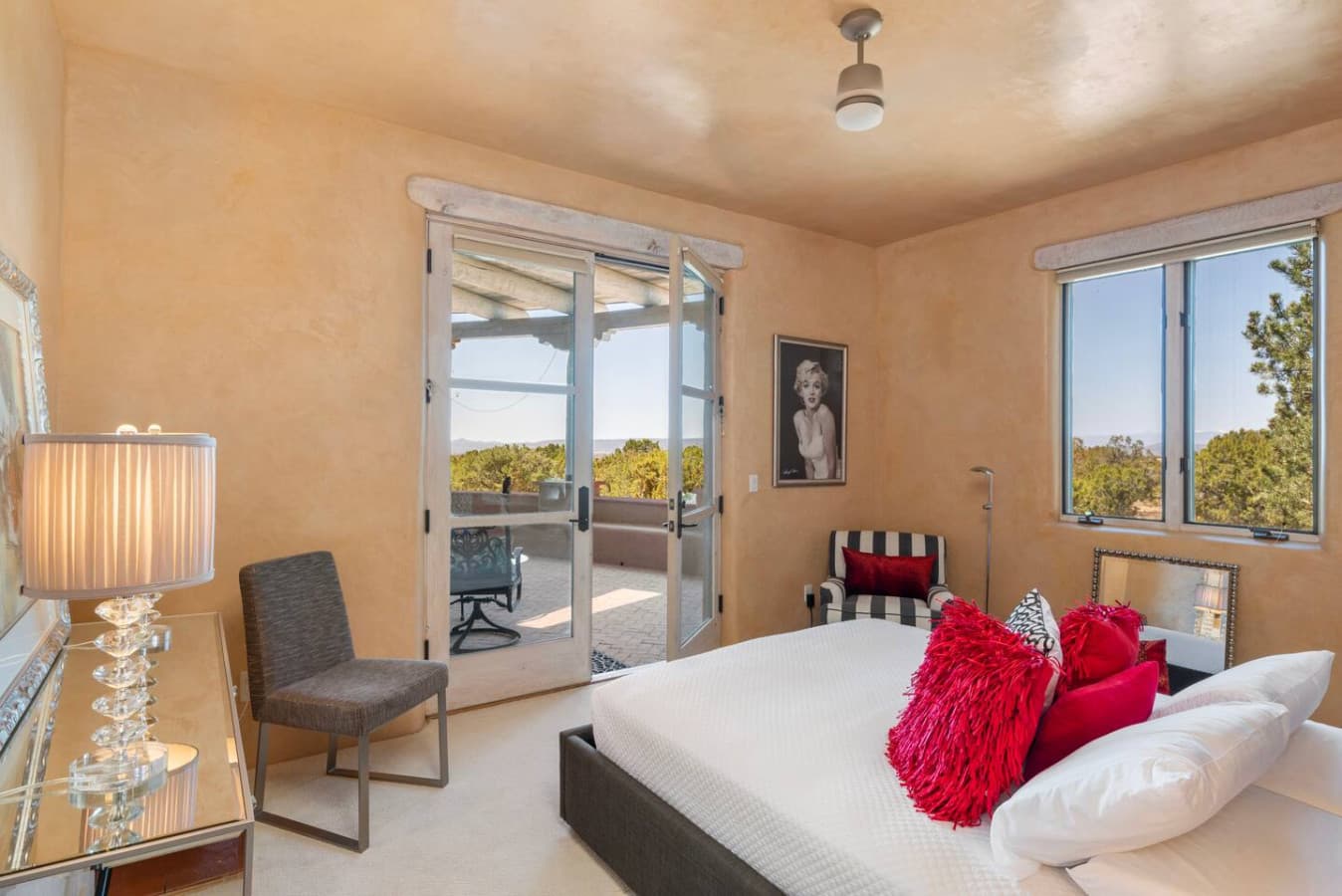 Guest Bedroom off West Portal Overlooking Jemez Mountains