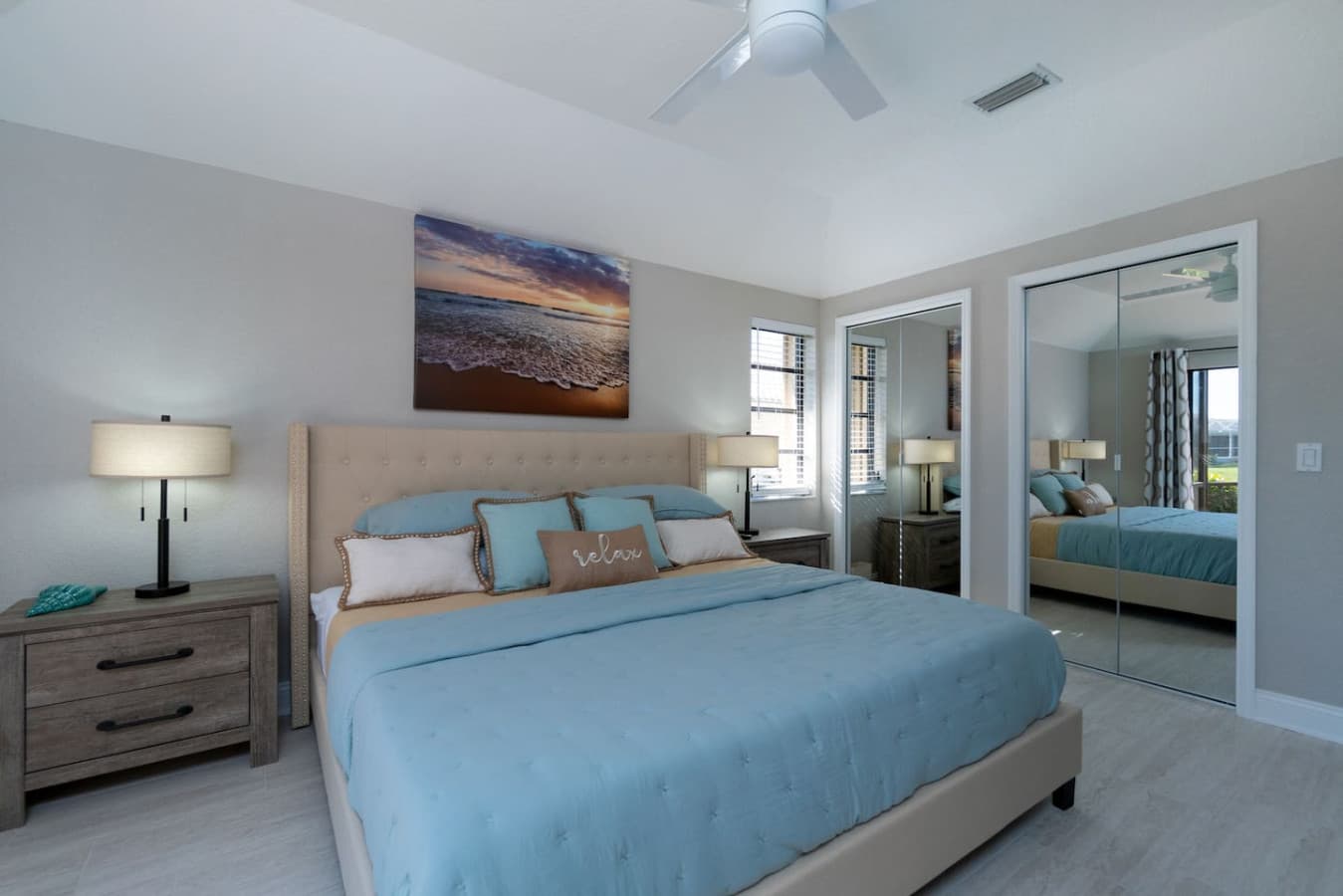Guest King Bedroom with Double Closet and TV