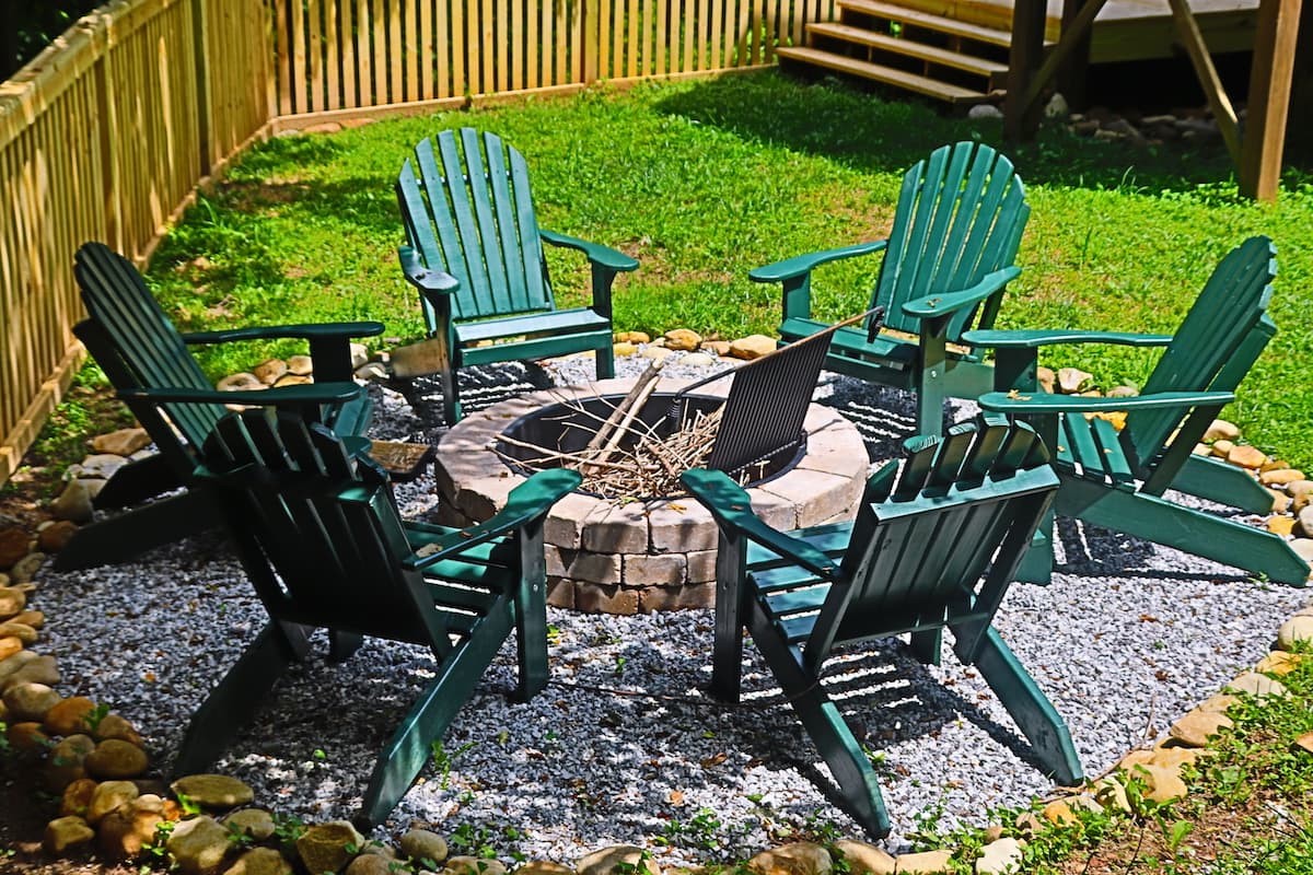 Fire pit with cook top.