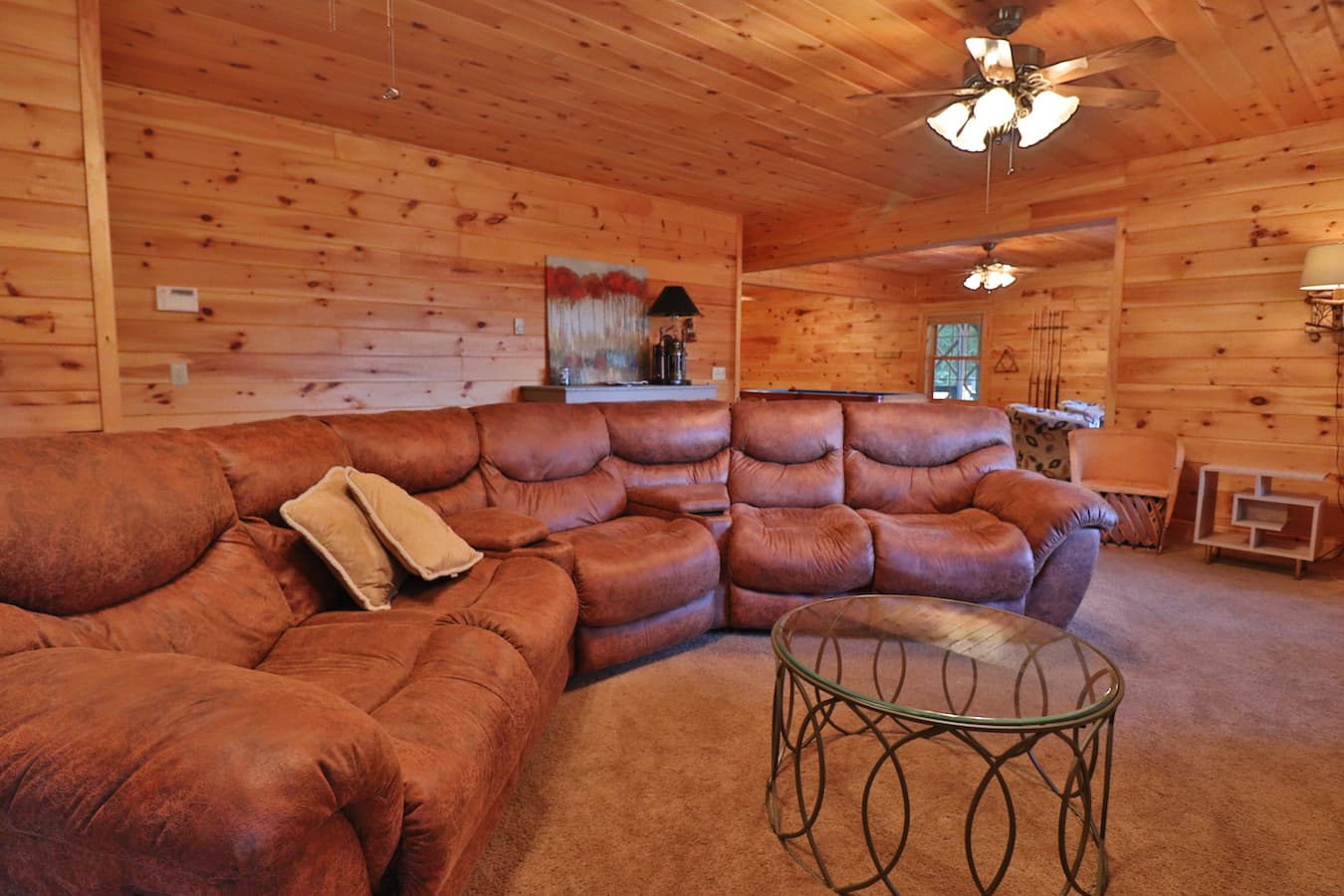 Reclining tv sofa seating 7 comfortably.