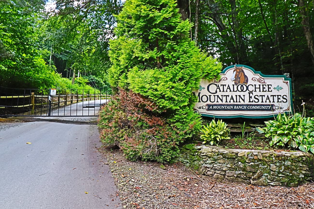 Private gated entrance to community. 