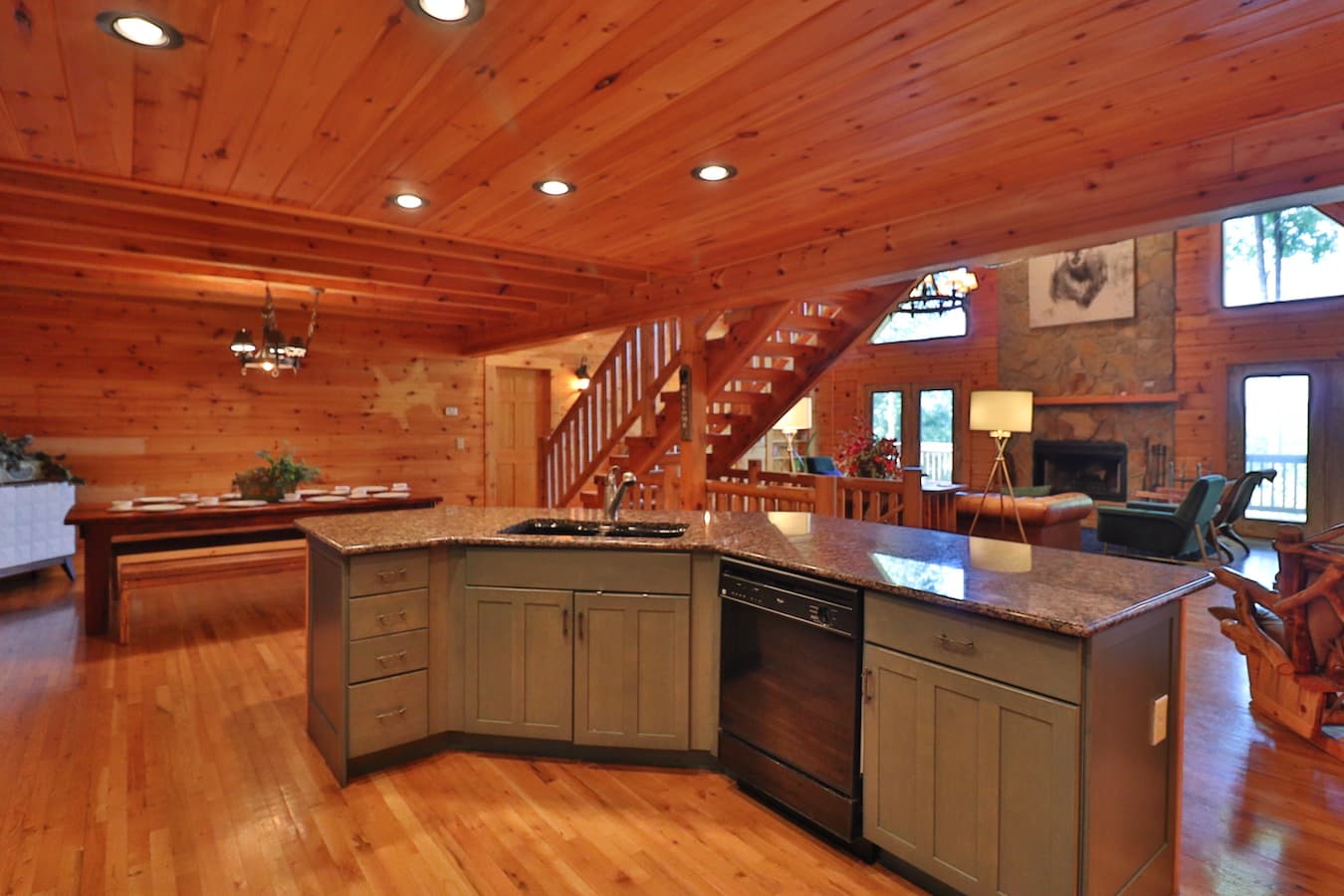 Granite counter tops throughout kitchen. 