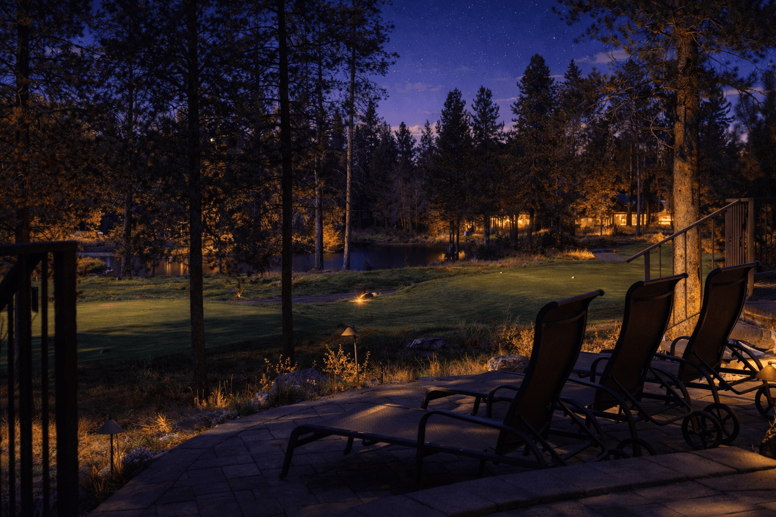 Night View of the Golf Course from the Patio