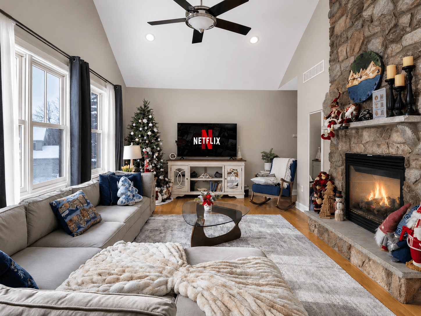 Share laughter, make memories, and unwind in this cozy retreat. Enjoy the calming views and peaceful beauty of Big Boulder Mountain from the comfort of this spacious, serene living room.