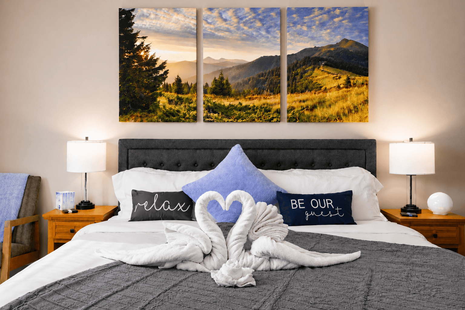 Sleep tight in the comfortable King Bedroom on the 1st floor with Zinus memory foam mattress!