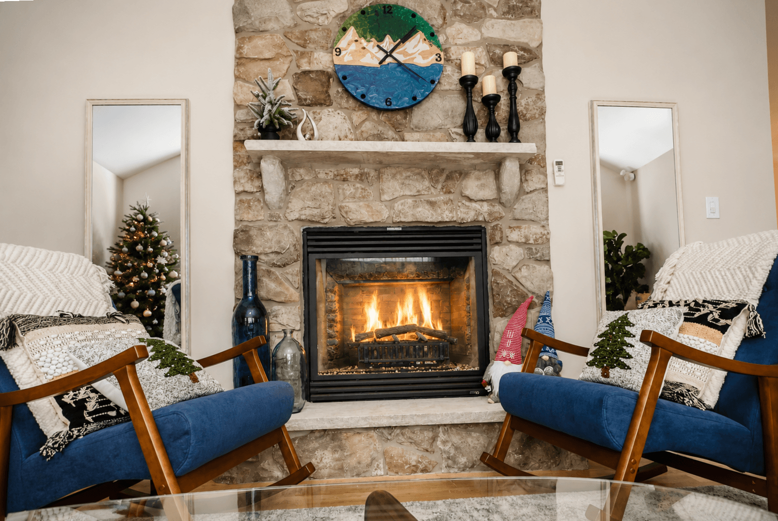 Ignite Your Cozy Getaway: Experience the Radiant Warmth of Gas Fireplace!  Perfect for snuggling up after a day of adventure or simply unwinding in style.   