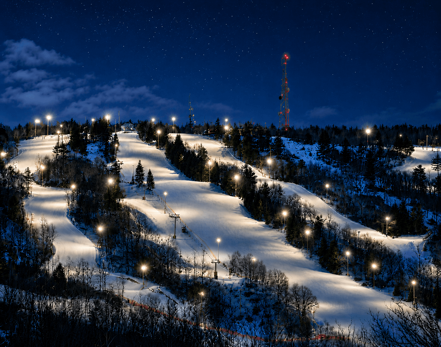 ❄️ Watch Big Boulder Mountain glow under fresh snowfall, right from your front window. A front-row seat to winter nights and ski season magic.