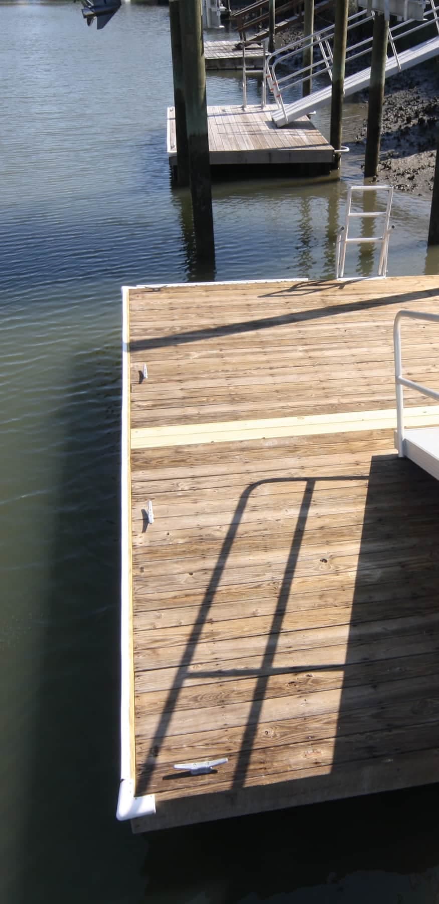Wrap around bumper and cleats on dock for tying up jet ski and boat. 