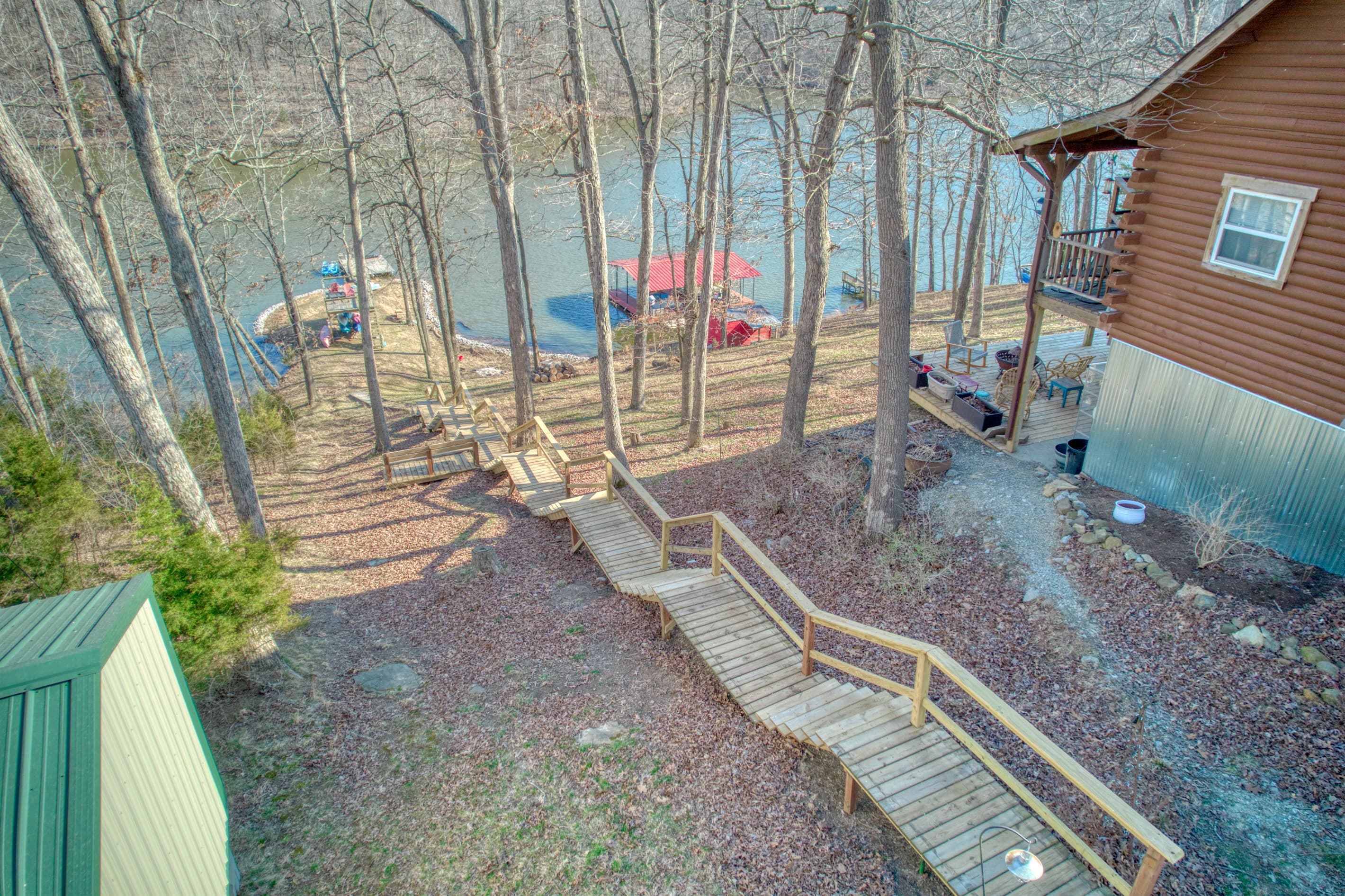 Stairs to lake