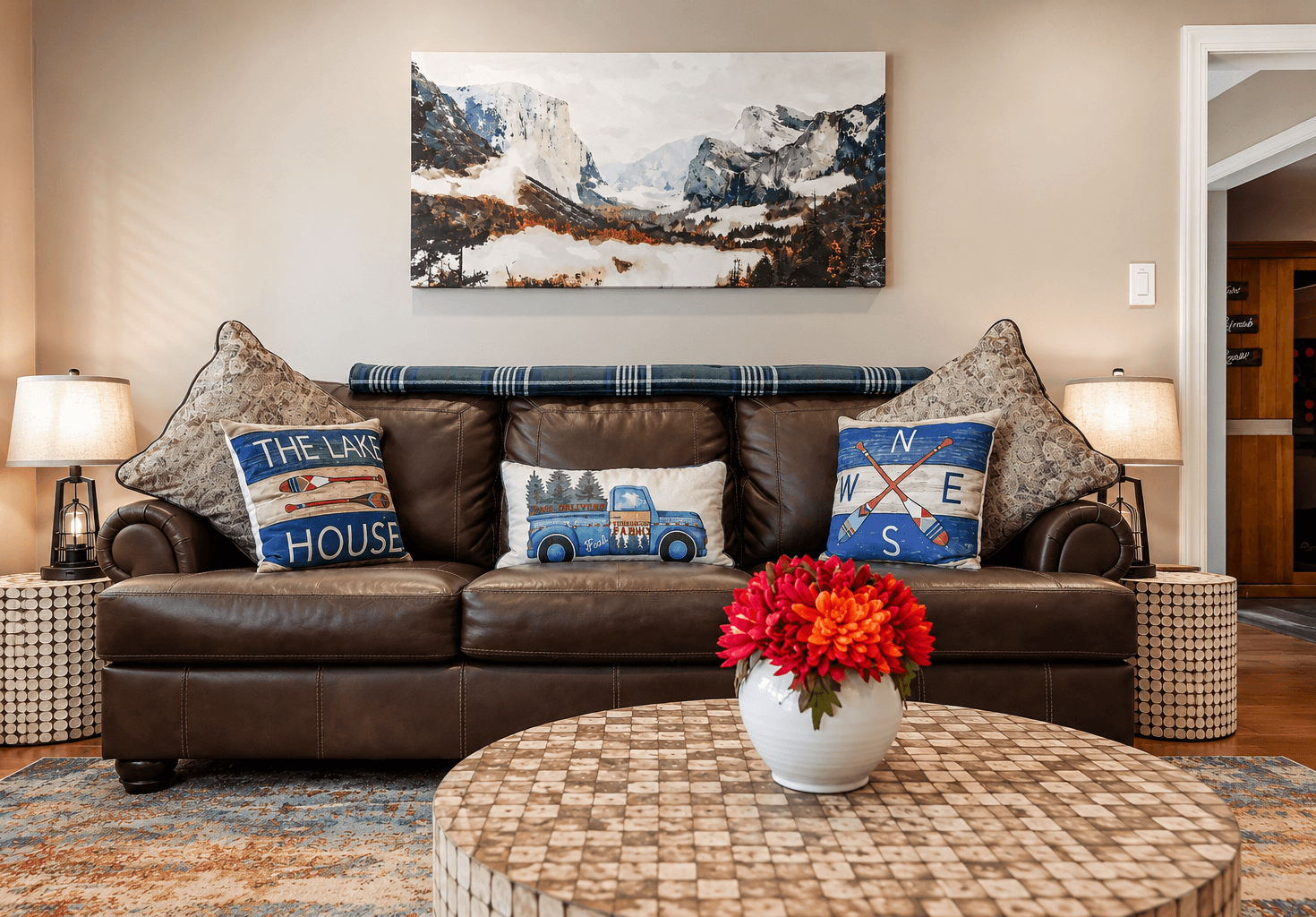 Where Comfort Meets Charm, unwind in a living space wrapped in rich autumn tones, soft textures, and handpicked details that make every moment feel like home.