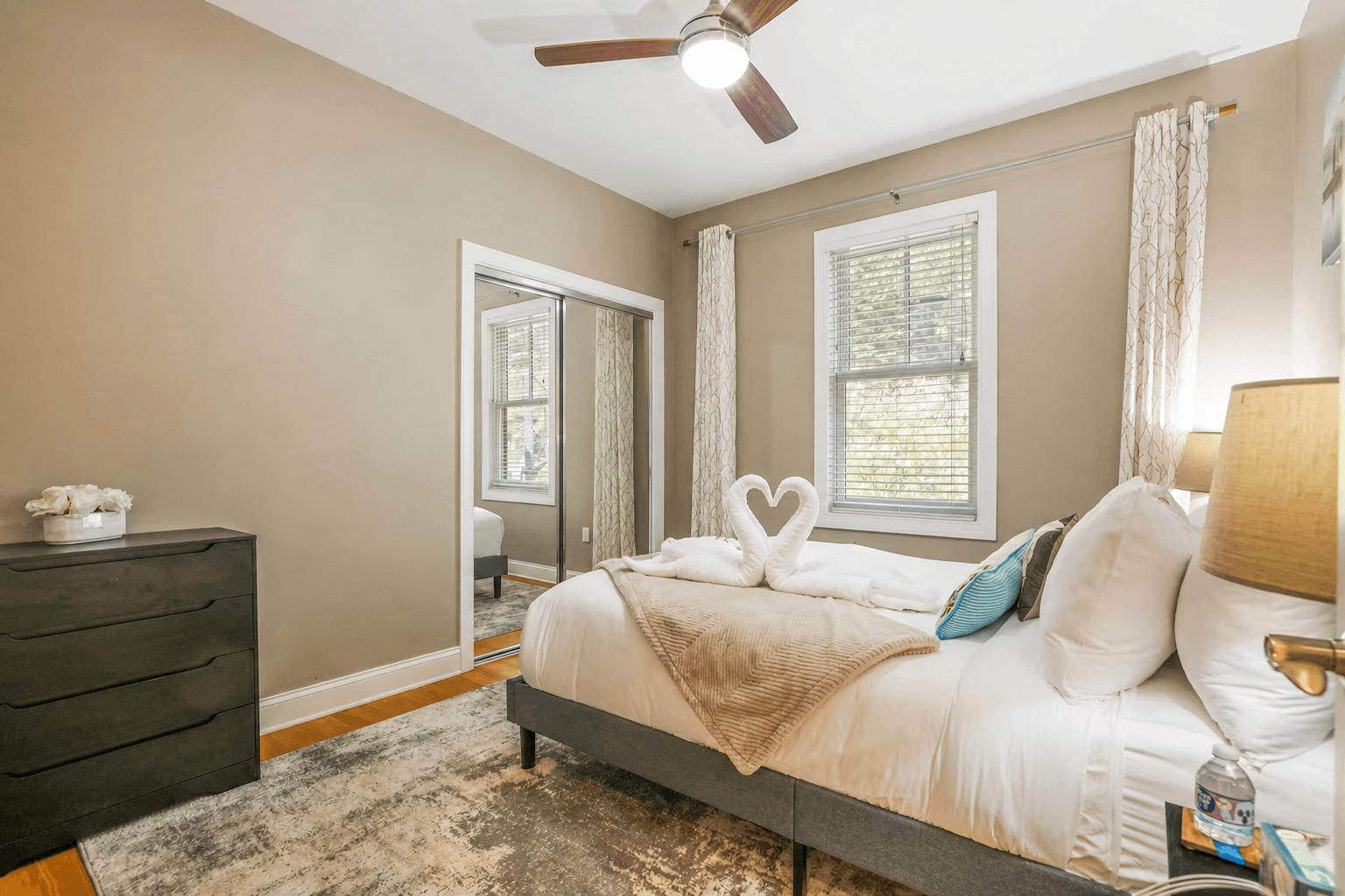 Rest easy in the Bear bedroom with queen bed with luxury linens.