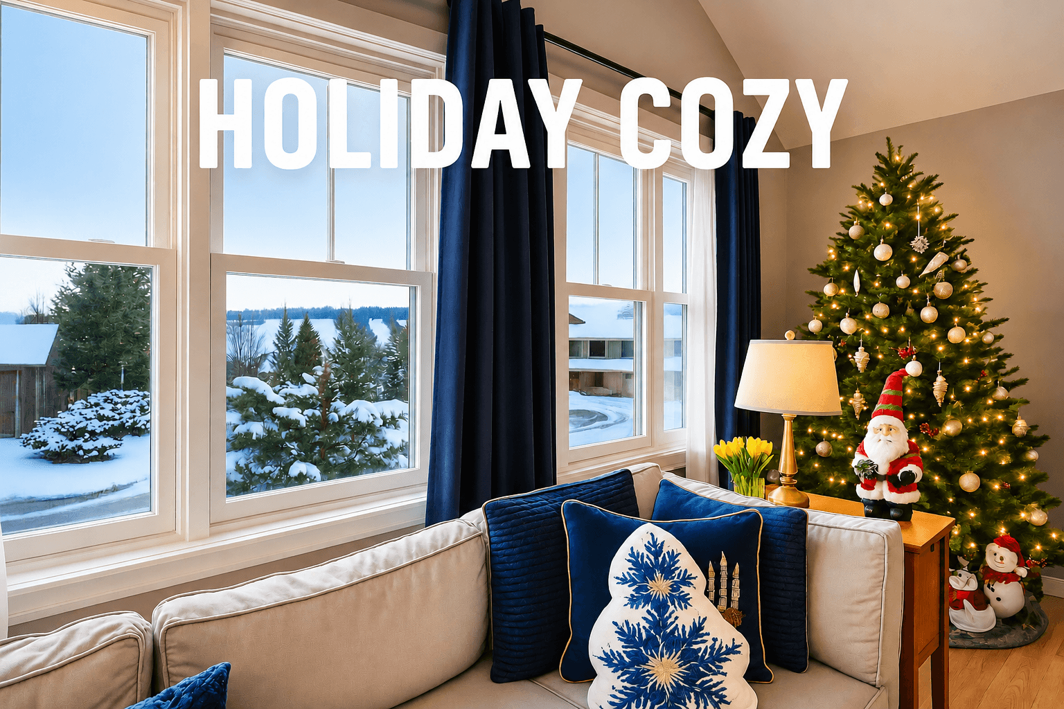 ✨ Holiday Cozy at Hideaway Between Lakes. Unwind by the tree, soak in the snowy views, and feel the magic of the holidays surround you. A peaceful winter retreat where warmth meets wonder. ❄️