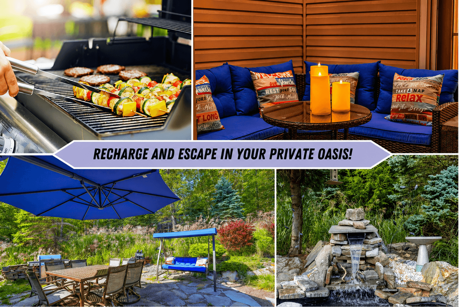 Relax and Unwind: Your Perfect Patio Escape with Waterfall and Pond! The perfect spot for making memories with loved ones.