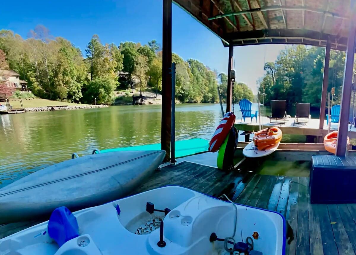 Adventure awaits — 2 kayaks, canoe, paddleboard, pedal boat & water carpet included.

kayaks provided, canoe, paddleboard, SUP, pedal boat, water carpet, life vests all ages, free watercraft, Smith Mountain
