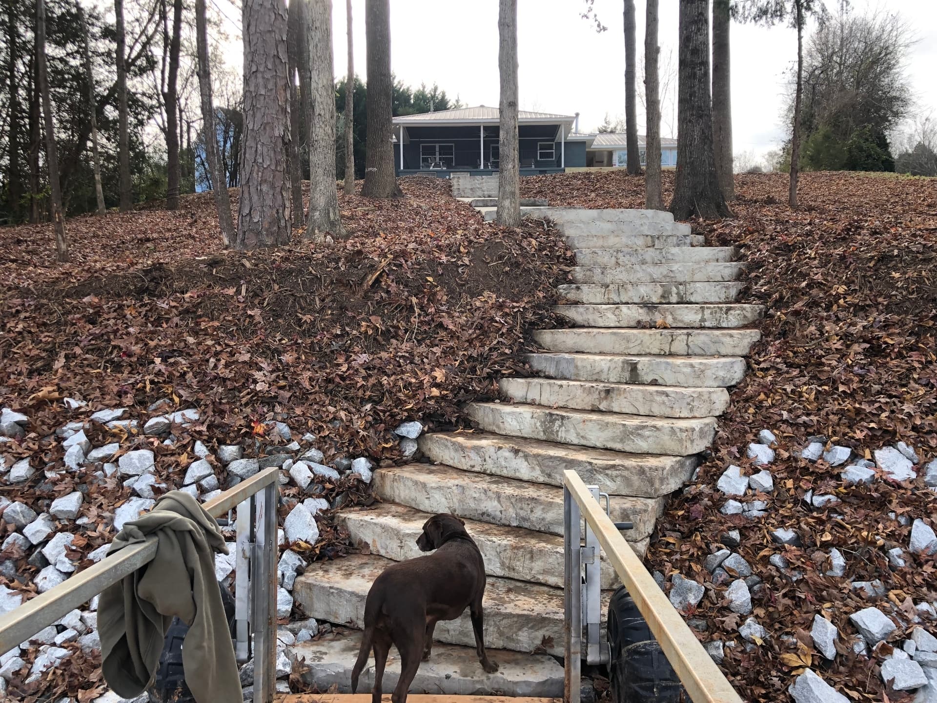 Steps from the lake to the house