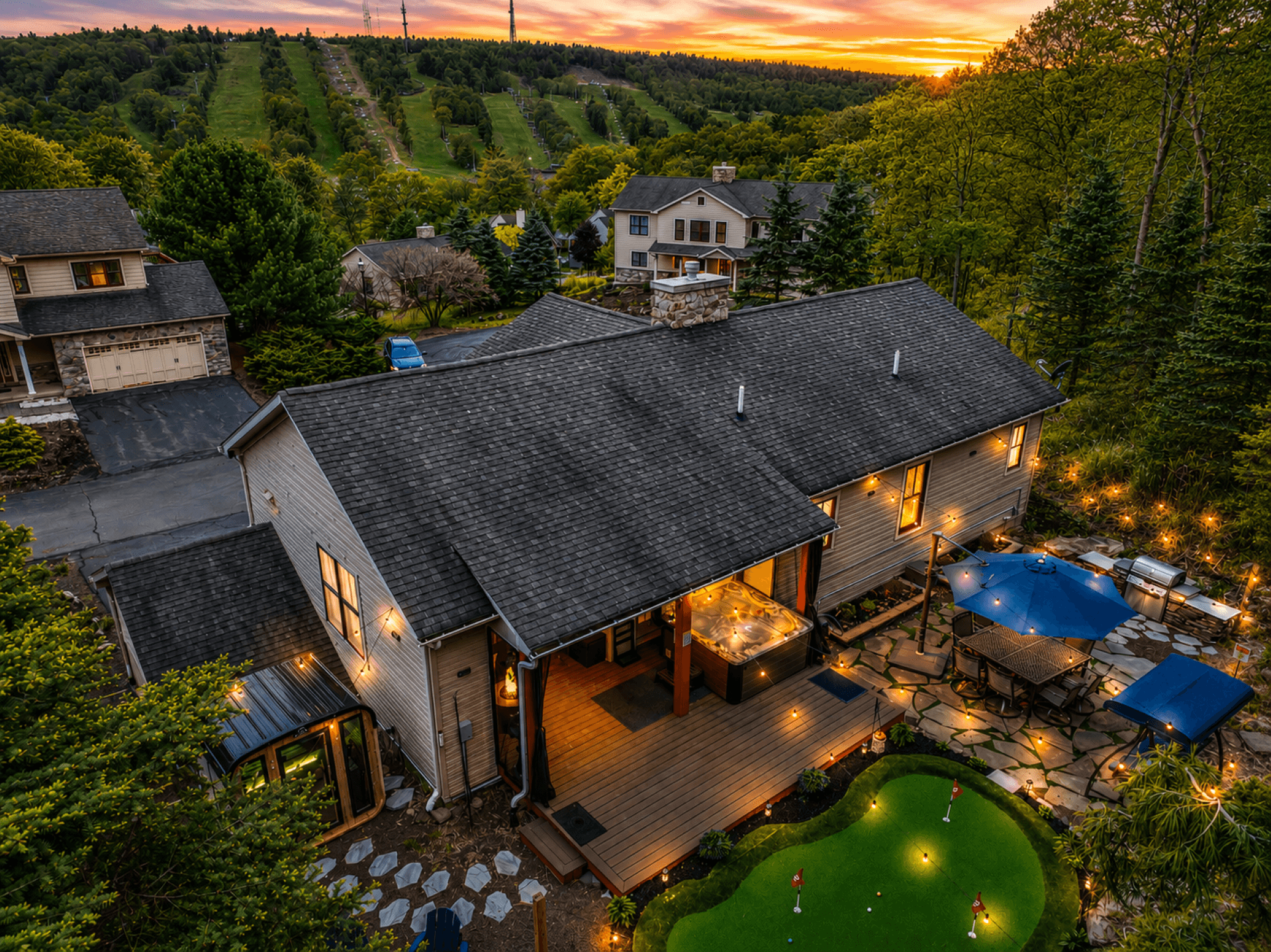 Perched in Lake Harmony with stunning views of Big Boulder Mountain.