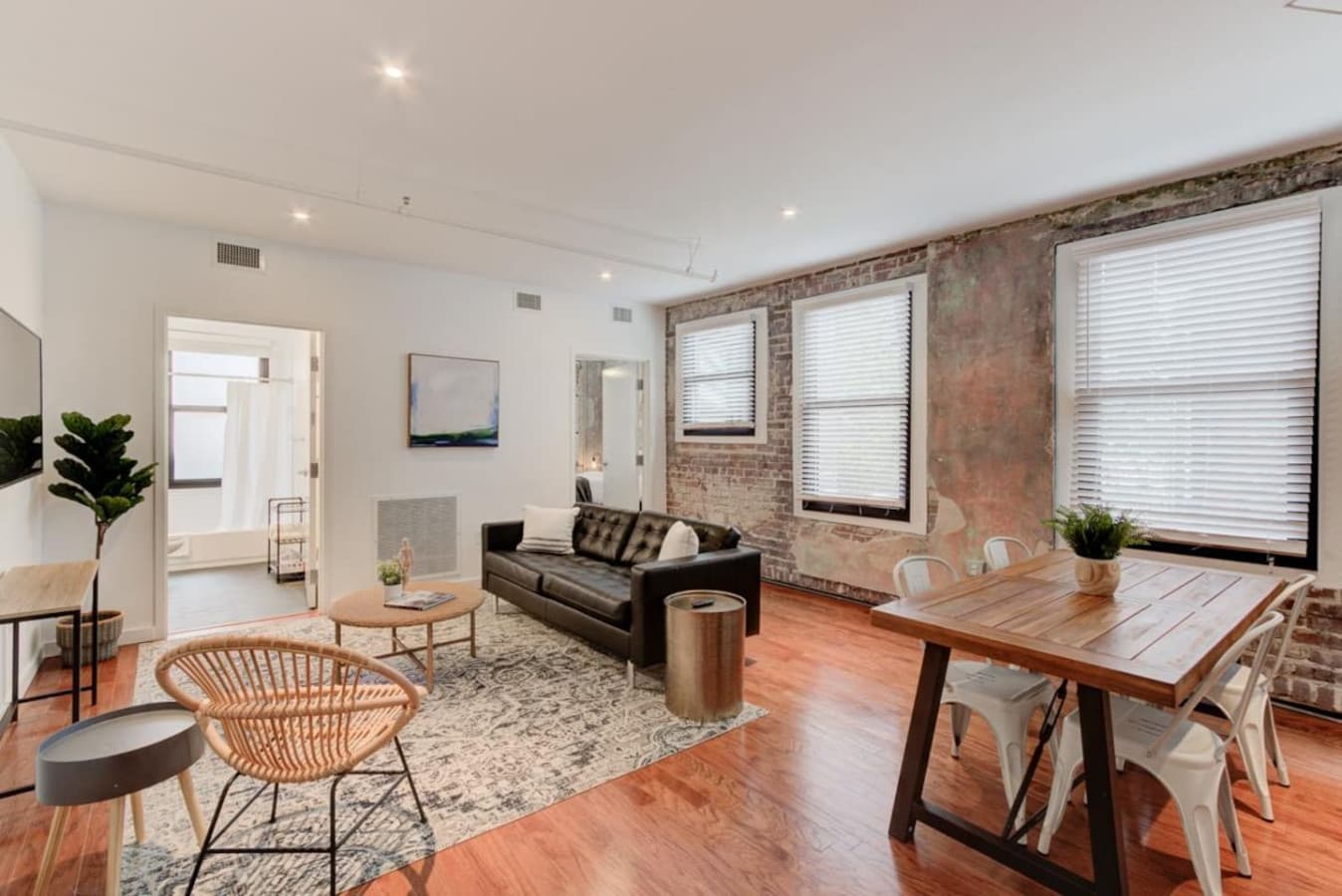 The apartment has a pleasant flow and plenty of natural light that boost a cheery mood and energy all day.