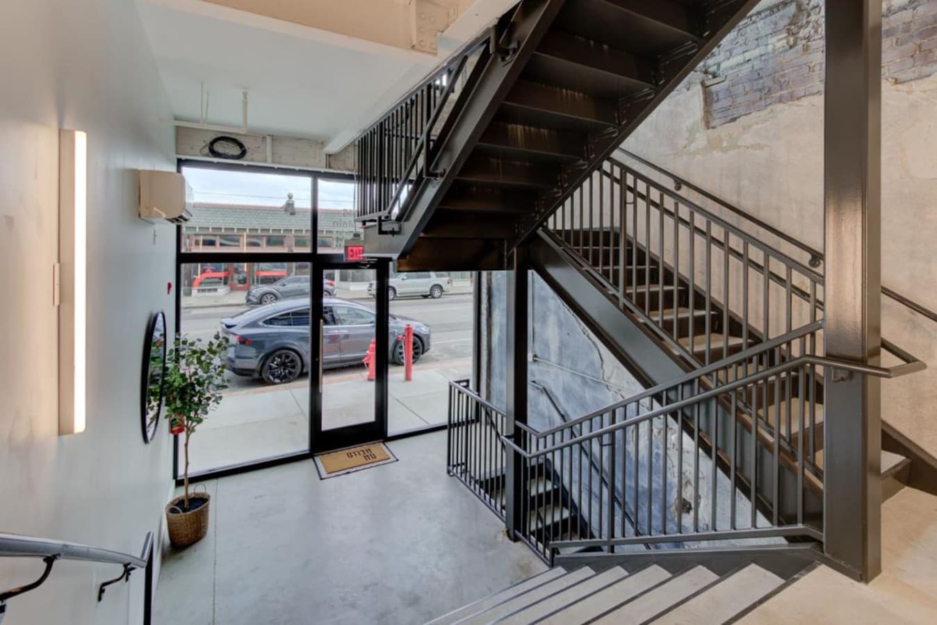 Bright and clear! Few more flights and you're almost there. Stair climbing helps strengthen and tone your leg muscles.
