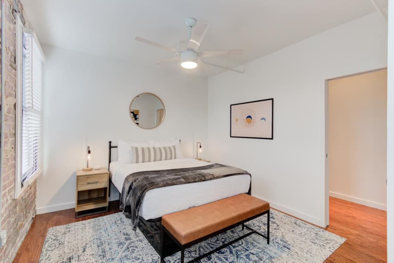 Bedside tables that are handy for trinkets and knick-knacks to keep your bedroom organized. Place all your notes and other accessories within reach and a night lamp by your bed, if you prefer to read before bedtime.