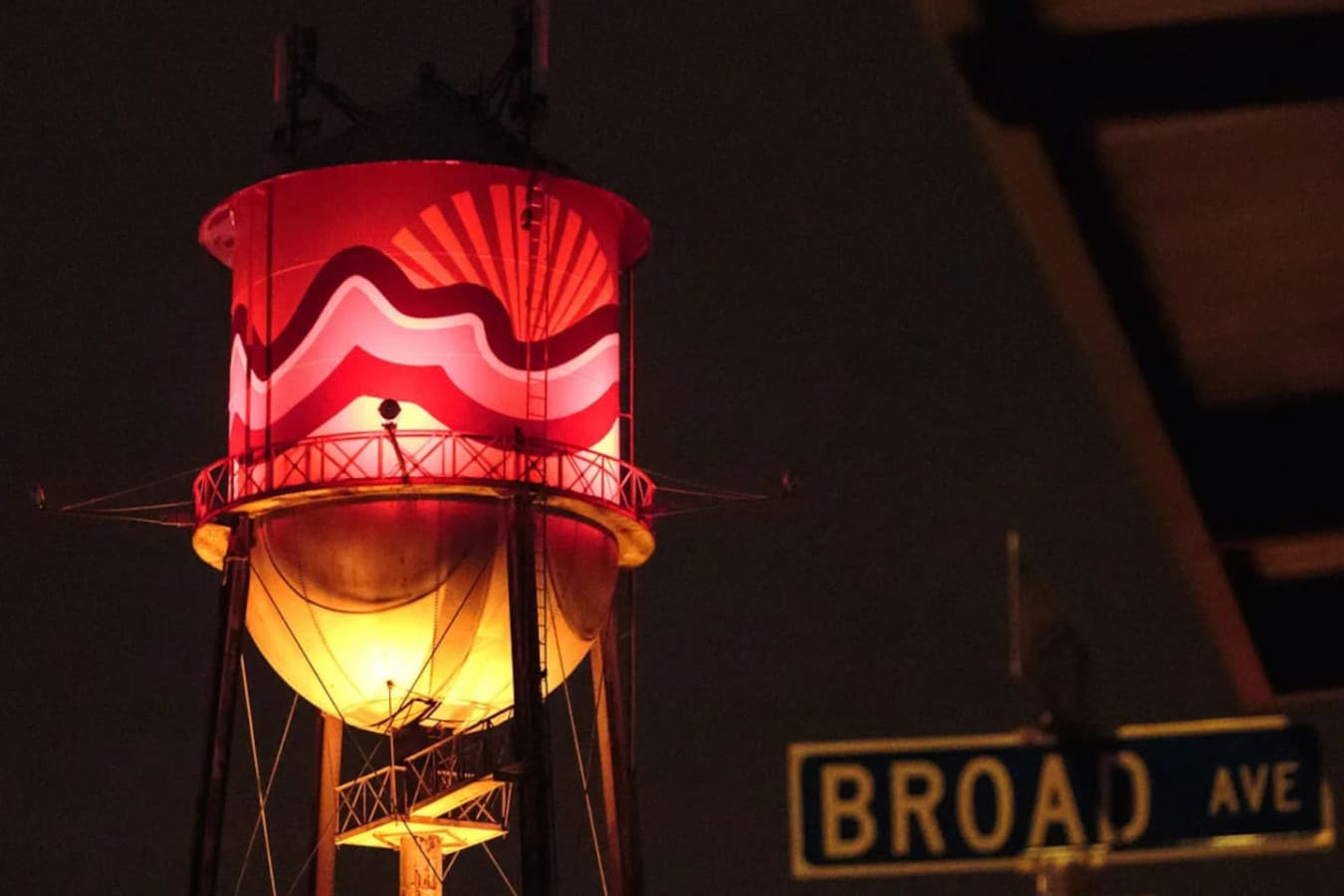 The famous water tank landmark on Broad Ave.
