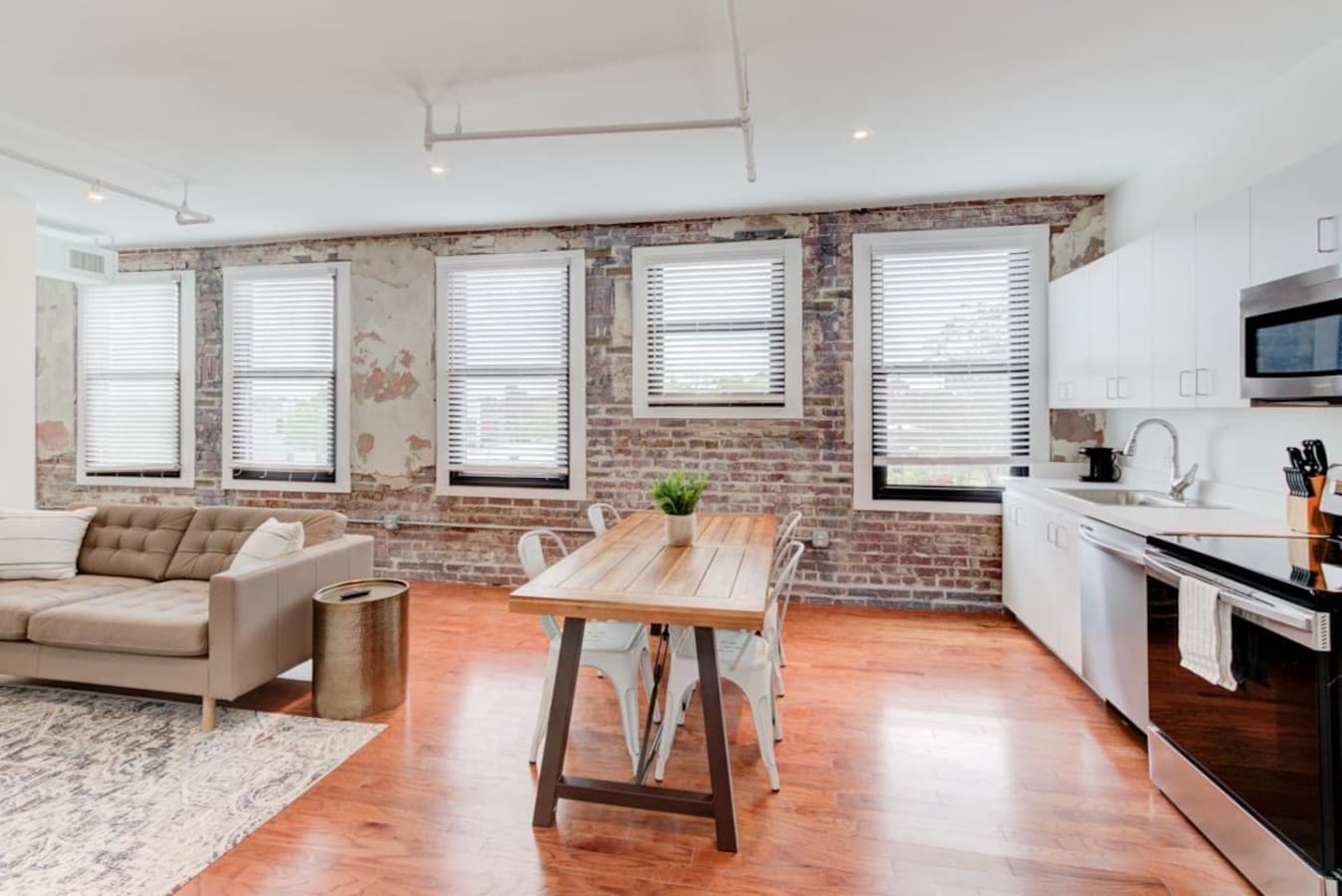 There are blinds in every window. You have full control over the amount of natural light that comes in.