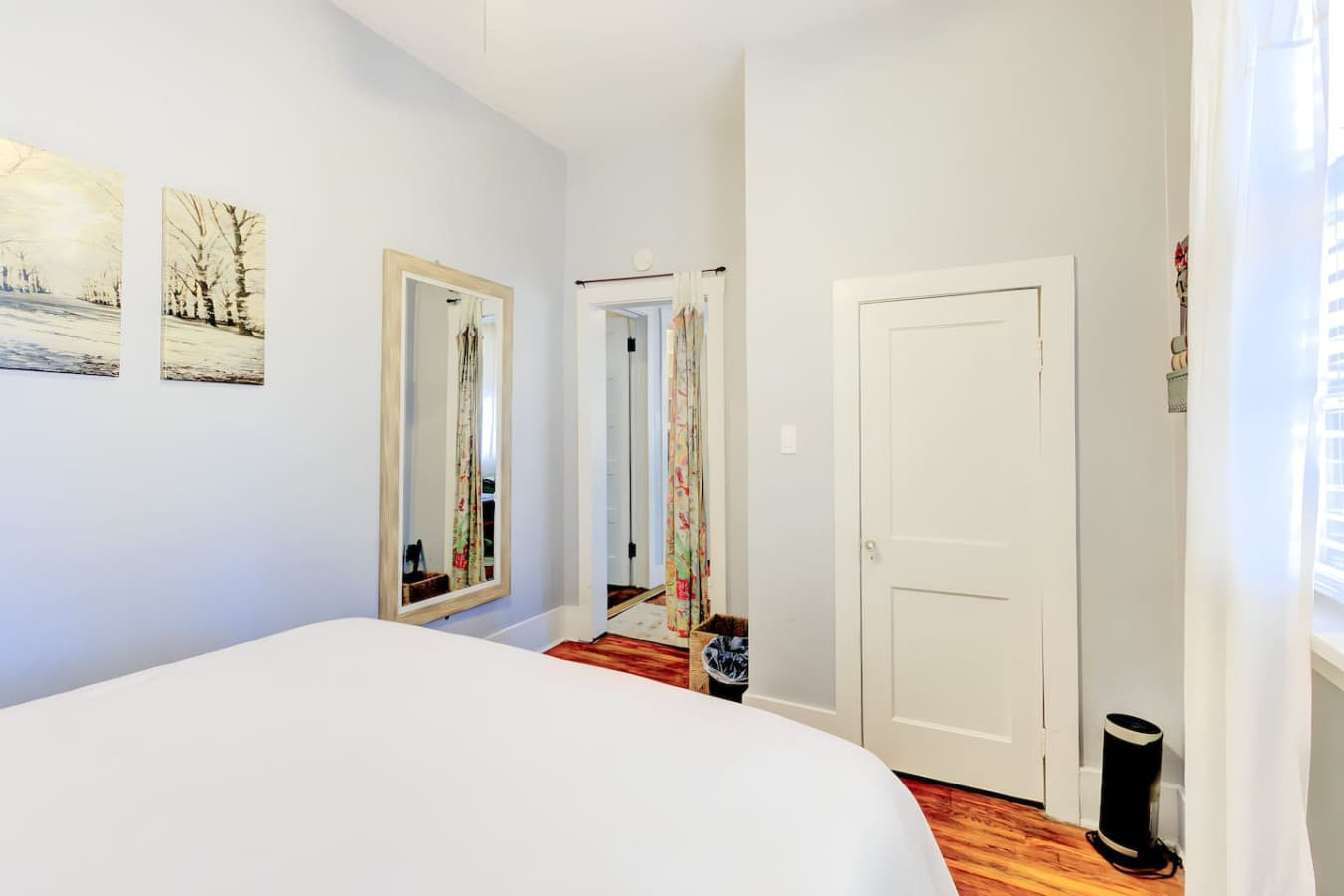 The closet to your right offers convenient storage.