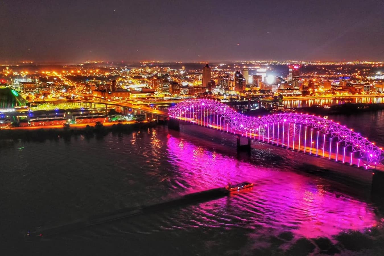 here's a shot of awesome downtown Memphis my buddy took with his drone! its a short uber ride away (less than 10 min)