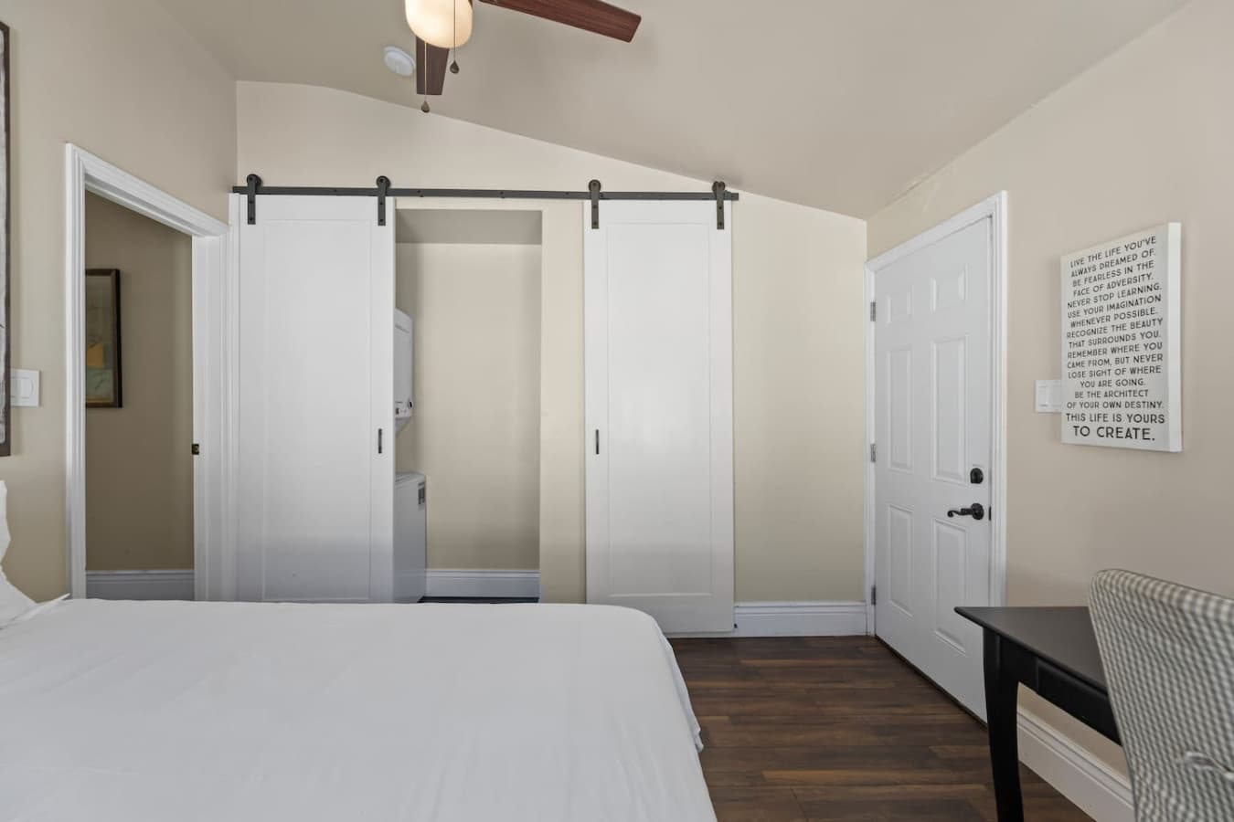Washer and dryer in closet.