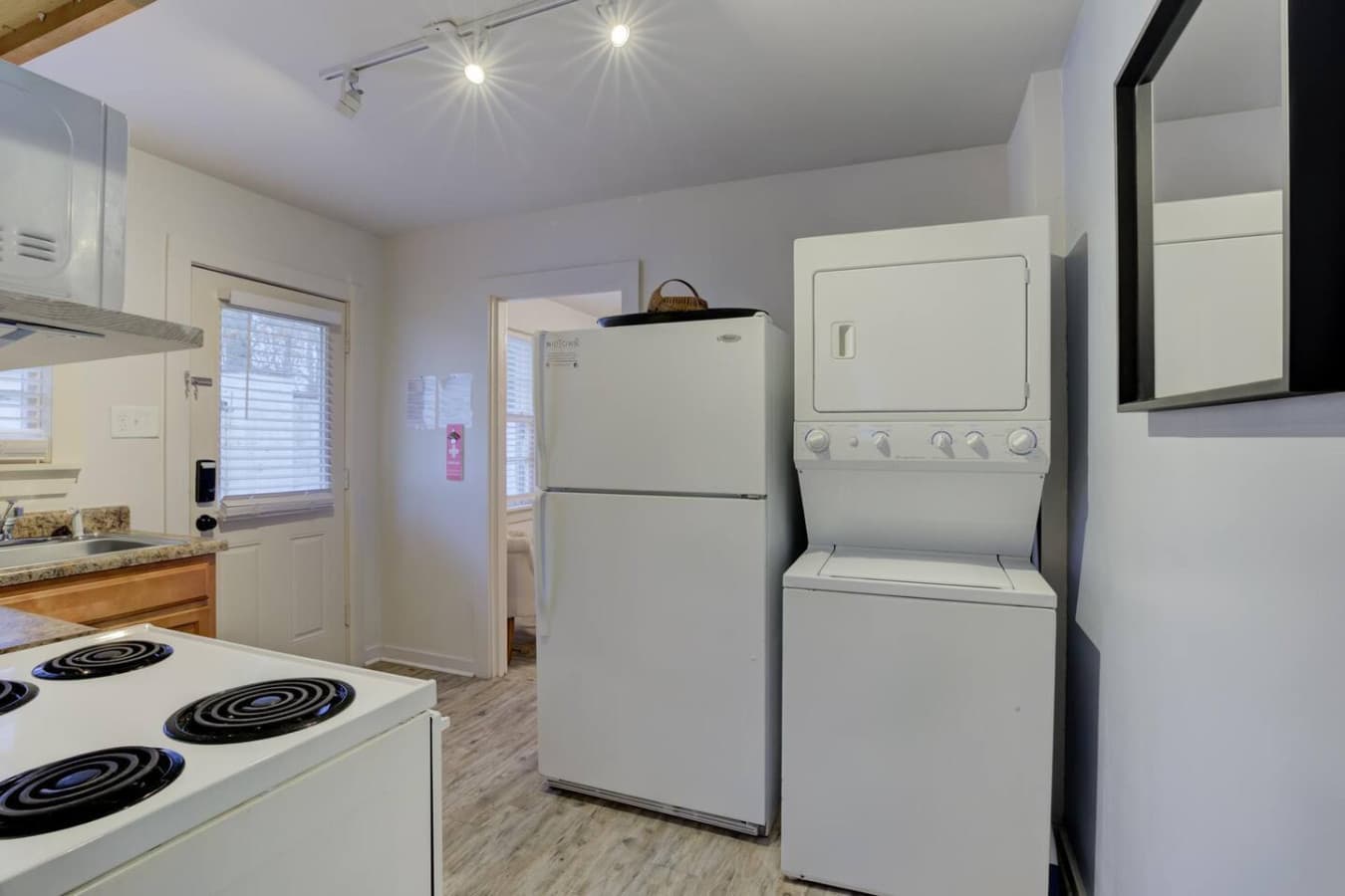 Stay longer, pack less—washer and dryer included.