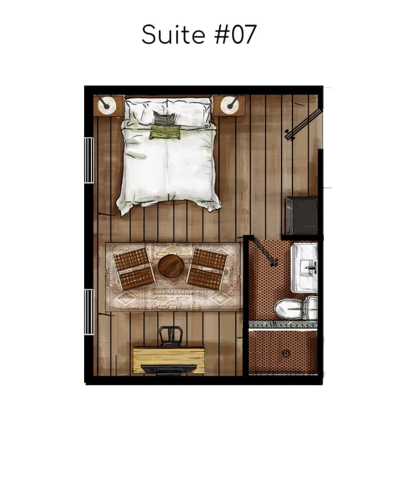 A top down view of the floor plan to give you a better idea of the size and layout.