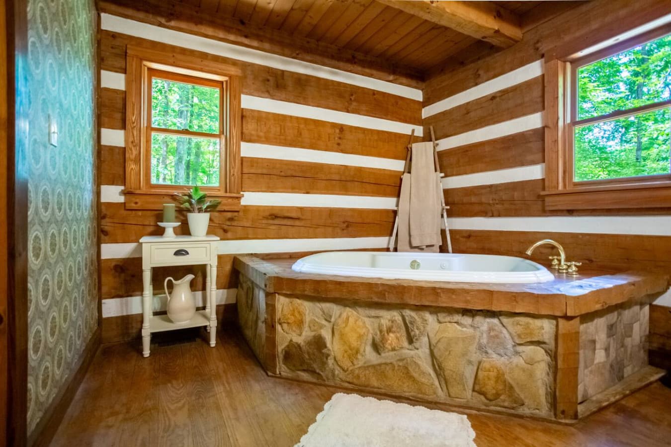 Let the jets massage your cares away while nature’s sounds play softly nearby.