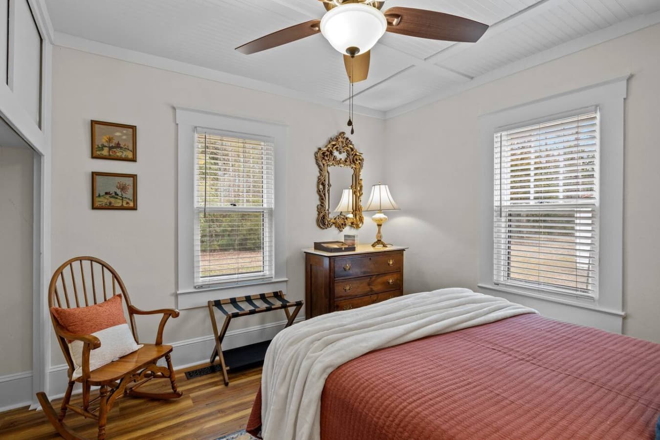 The hardest part of your stay? Getting out of this bed. Enjoy this cozy bedroom with a plush queen bed