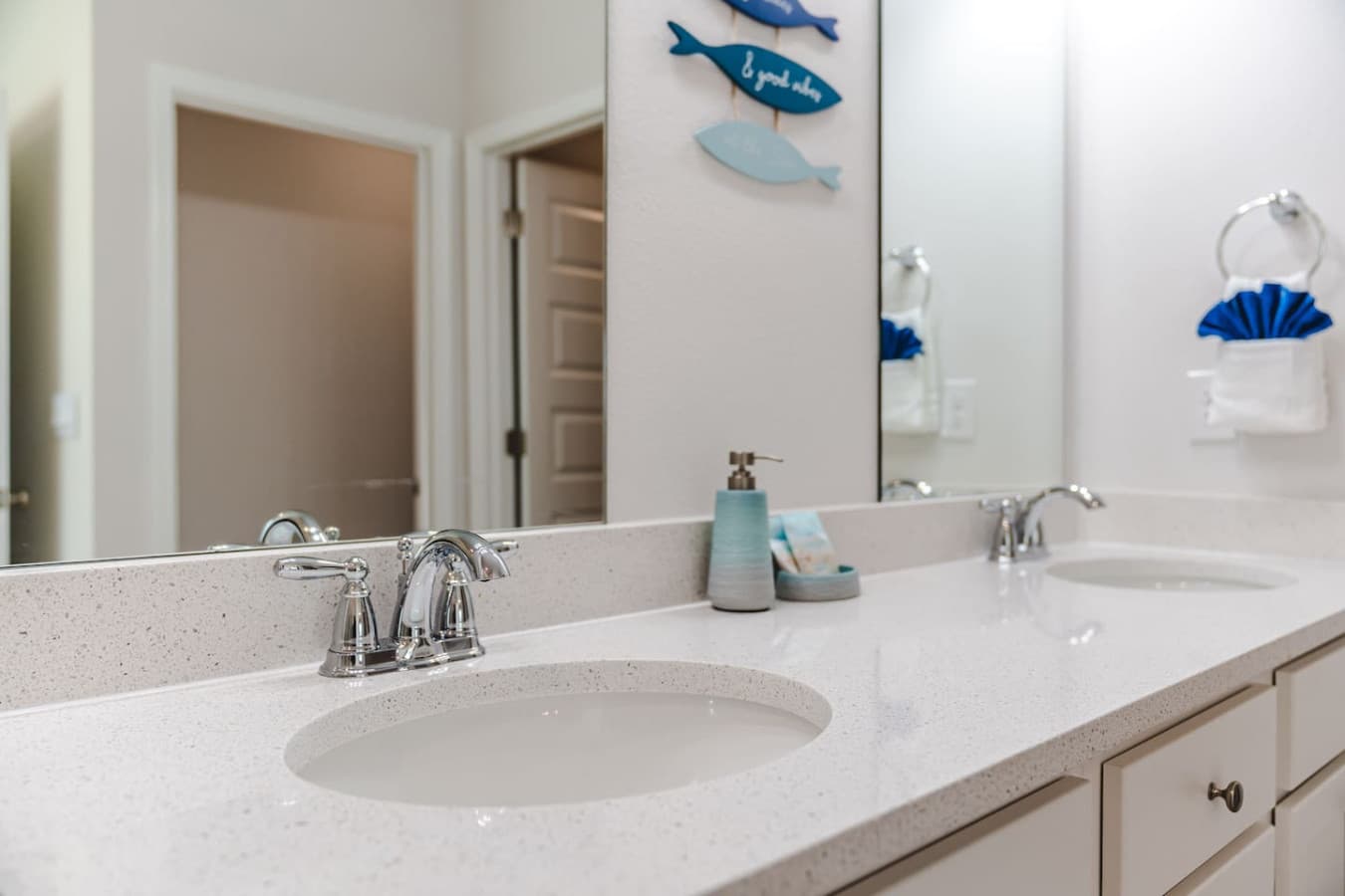 Double sinks for double time mornings to catch the sun