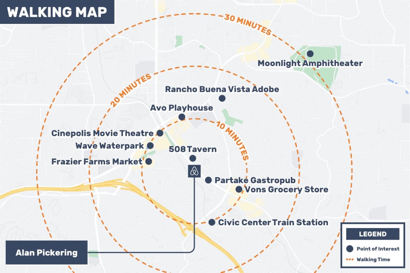Downtown Vista Walking Map