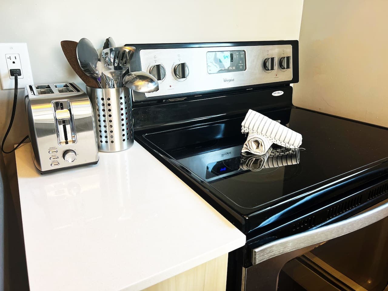 Packed with all the essential appliances, this kitchen is at your disposal.