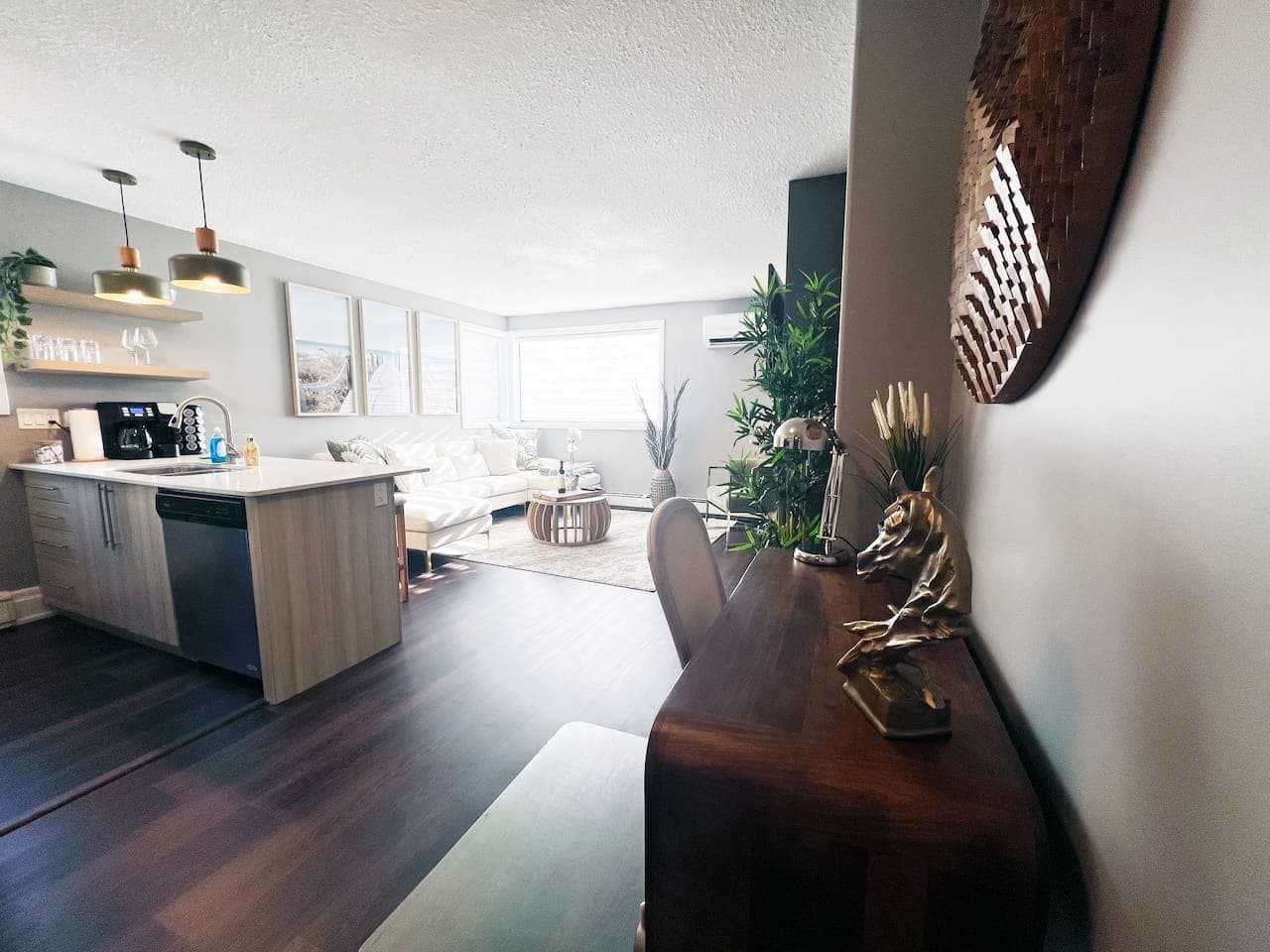This dedicated workspace is your go-to spot for reading, writing, or checking in online.