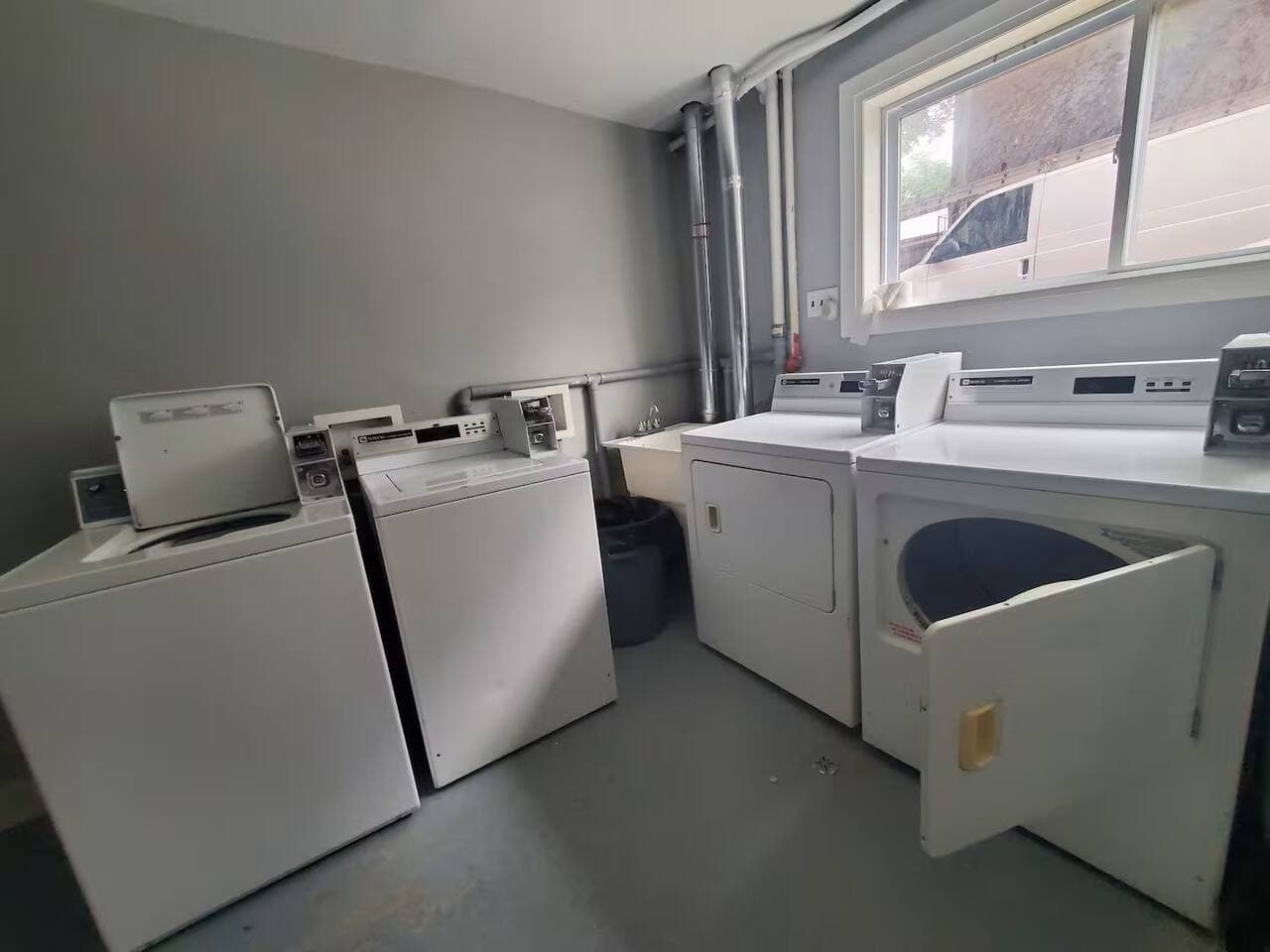 Coin washer and dryer is available in the building for your laundry needs.