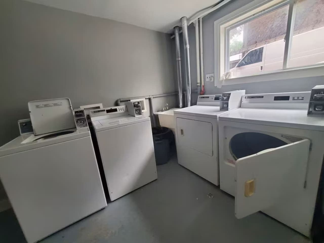 Coin washer and dryer is available in the building for your laundry needs.