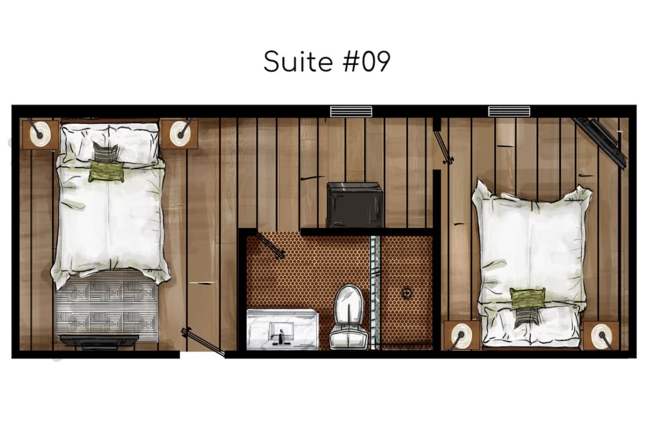 Top down view of the floor plan to help give you a better idea of the space.